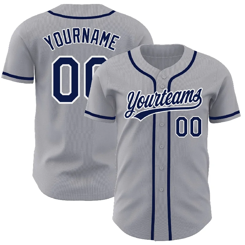 Baseball Jersey for Stylish, Functional Design-Custom Gray Navy-White Authentic Baseball Jersey