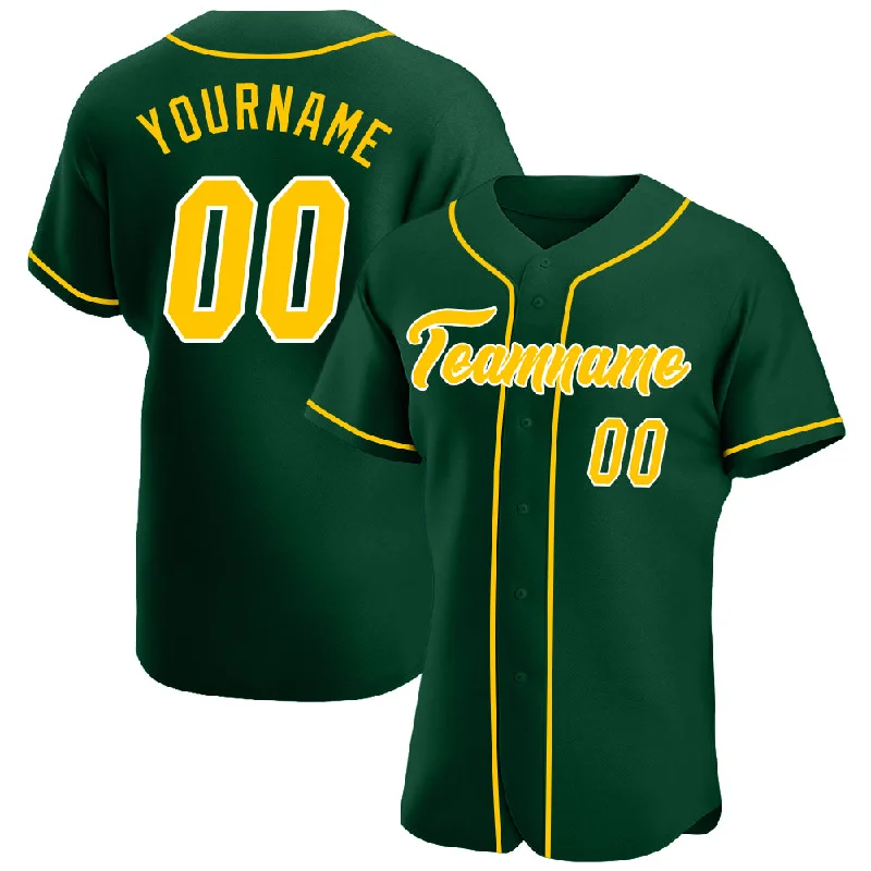 Baseball Jersey with Customizable Features-Custom Green Gold-White Authentic Baseball Jersey