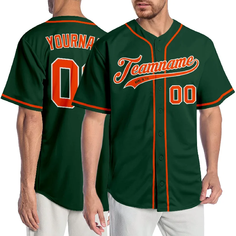 Baseball Jersey for Better Play and Full Mobility-Custom Green Orange-White Authentic Baseball Jersey