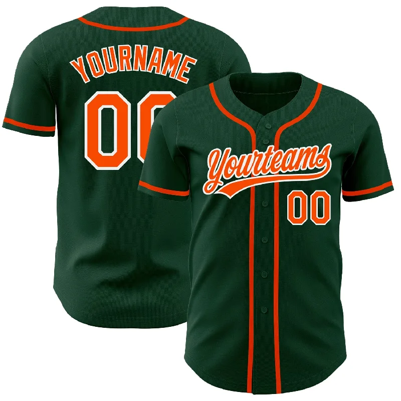 Baseball Jersey for Easy Care and Durability-Custom Green Orange-White Authentic Baseball Jersey