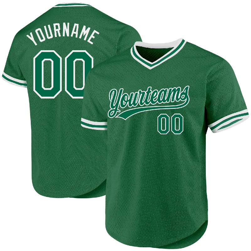 Baseball Jersey for Team Spirit and Performance-Custom Kelly Green White Authentic Throwback Baseball Jersey