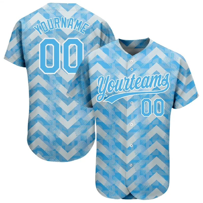 Baseball Jersey for Easy Mobility and Comfort-Custom Light Blue Light Blue-White 3D Pattern Design Authentic Baseball Jersey