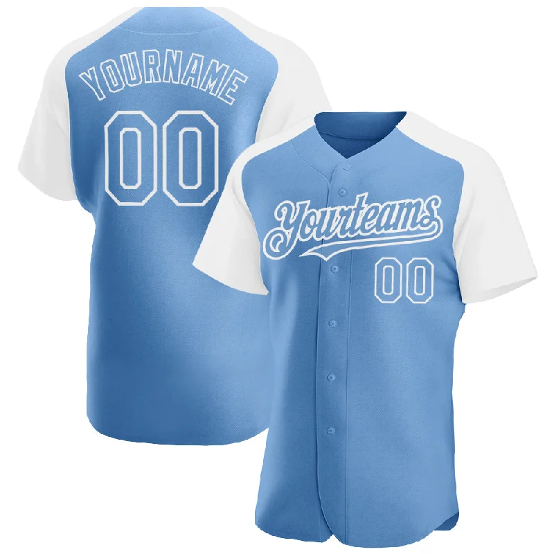 Baseball Jersey for Maximum Performance and Breathability-Custom Light Blue White Authentic Raglan Sleeves Baseball Jersey