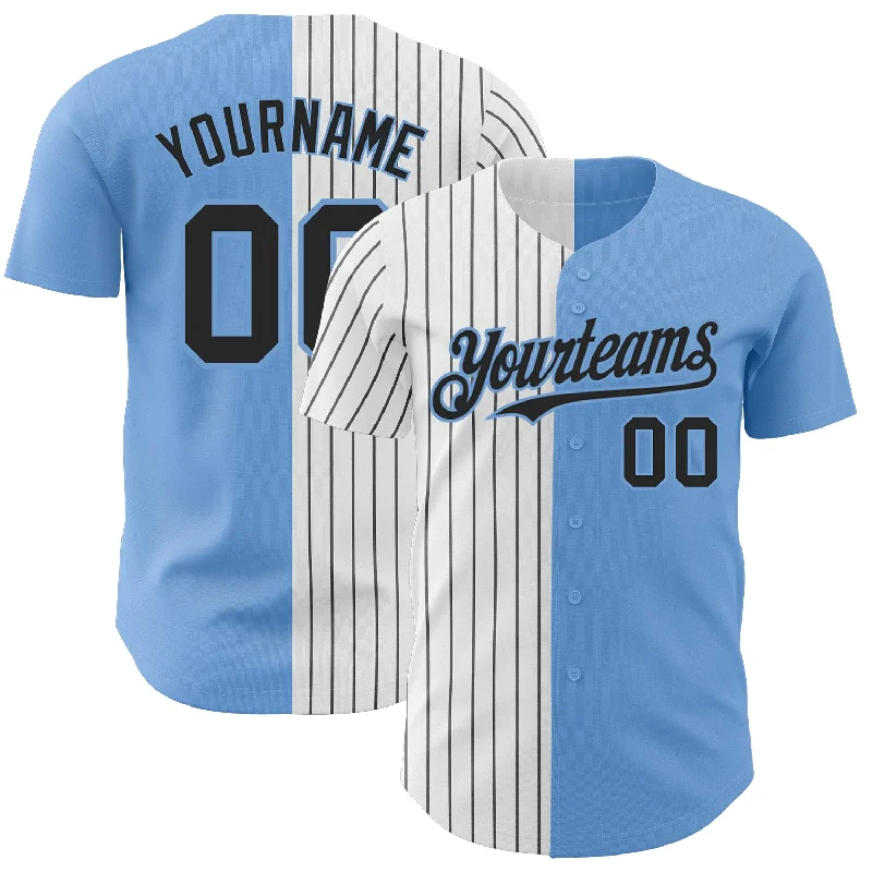 Baseball Jersey for Comfortable Fit and Look-Custom Light Blue White-Black Pinstripe Authentic Split Fashion Baseball Jersey