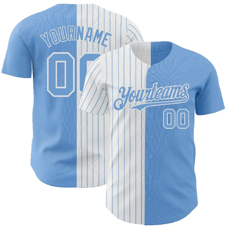 Baseball Jersey for Fast, Efficient Performance-Custom Light Blue White-Light Blue Pinstripe Authentic Split Fashion Baseball Jersey