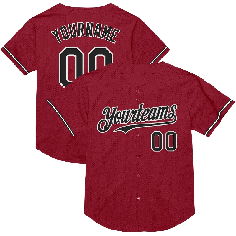 Baseball Jersey for Soft, Comfortable Wear-Custom Maroon Black-White Mesh Authentic Throwback Baseball Jersey