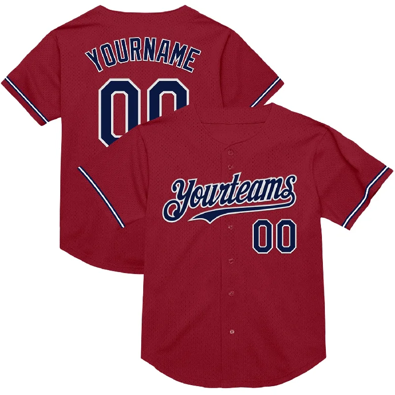 Baseball Jersey for Ultimate Performance and Agility-Custom Maroon Navy-White Mesh Authentic Throwback Baseball Jersey