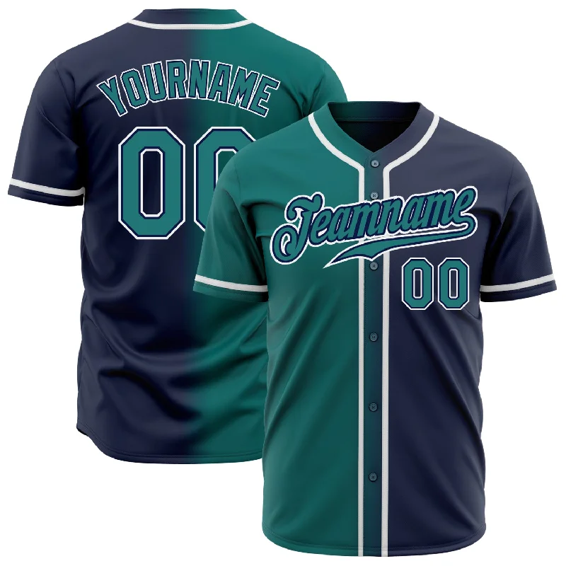 Baseball Jersey for Performance and Style-Custom Navy Teal-White Authentic Gradient Fashion Baseball Jersey