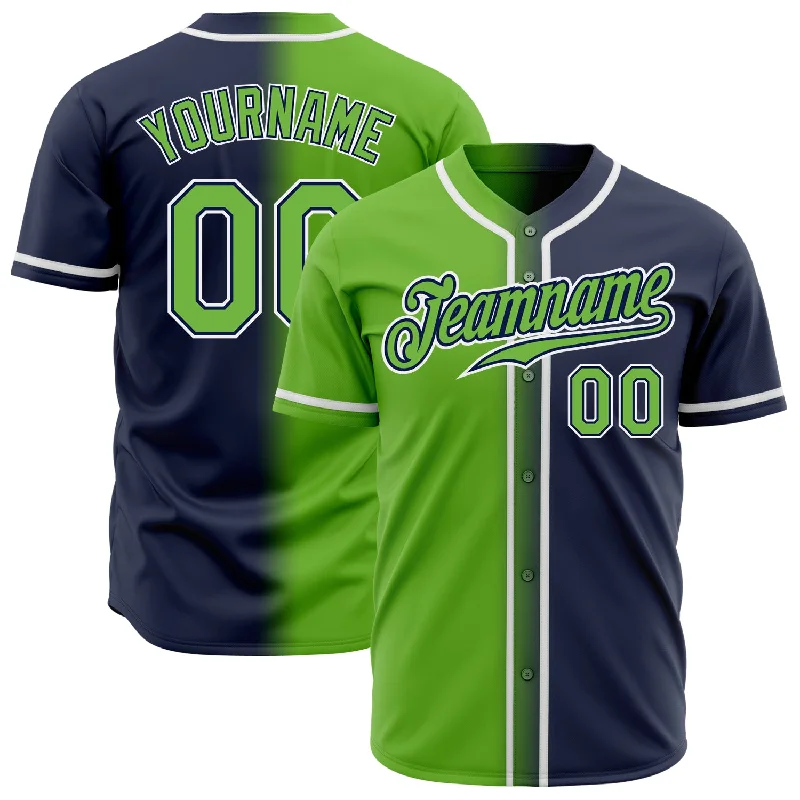 Baseball Jersey for Pro-Style Look and Feel-Custom Navy Neon Green-White Authentic Gradient Fashion Baseball Jersey