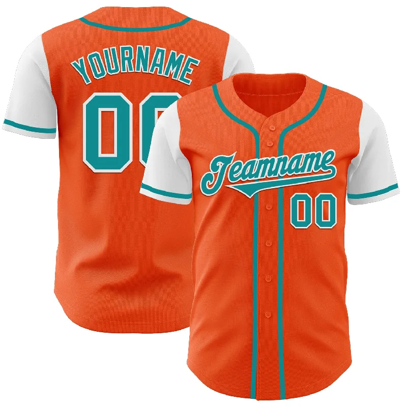 High-Quality Baseball Jersey for Performance-Custom Orange Teal-White Authentic Two Tone Baseball Jersey