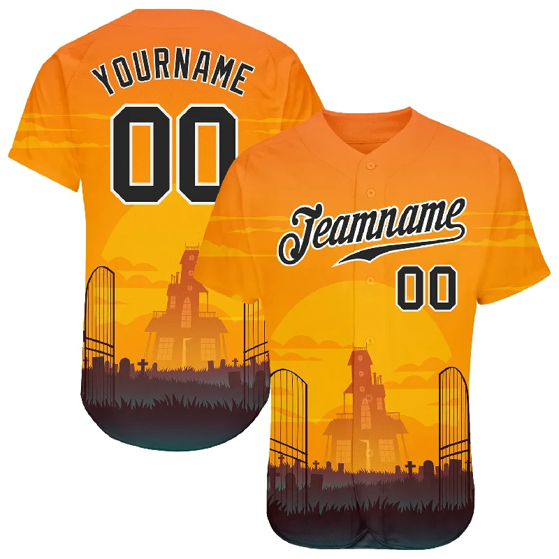 Baseball Jersey with Moisture Control for Comfort-Custom 3D Pattern Halloween Horror Night Authentic Baseball Jersey