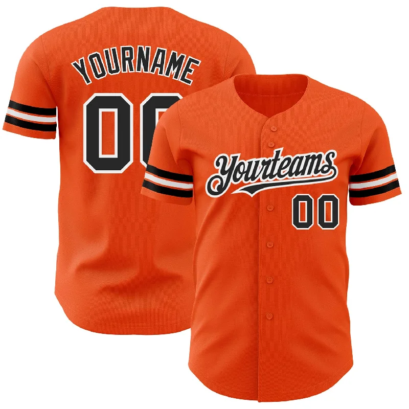 Baseball Jersey for Outdoor and Indoor Games-Custom Orange Black-White Authentic Baseball Jersey