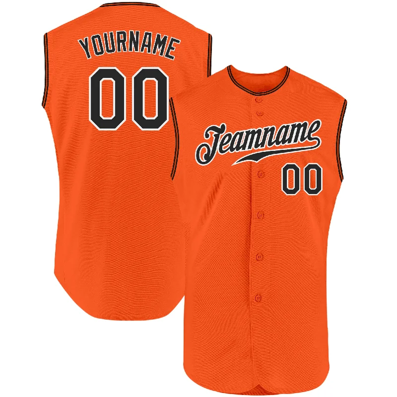 Baseball Jersey for Comfortable and Flexible Movement-Custom Orange Black-White Authentic Sleeveless Baseball Jersey