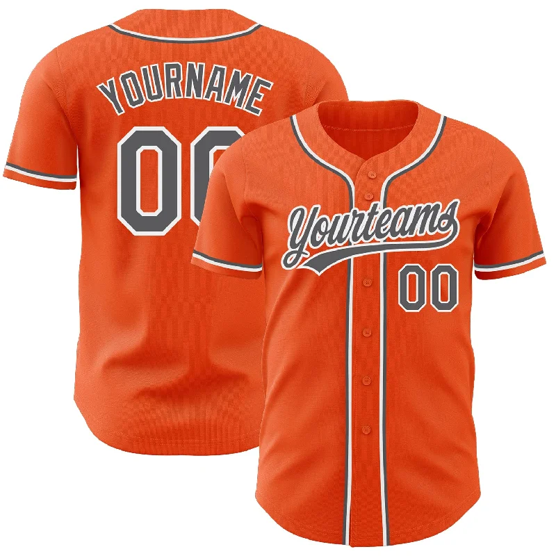 Baseball Jersey for Maximum Breathability and Comfort-Custom Orange Steel Gray-White Authentic Baseball Jersey