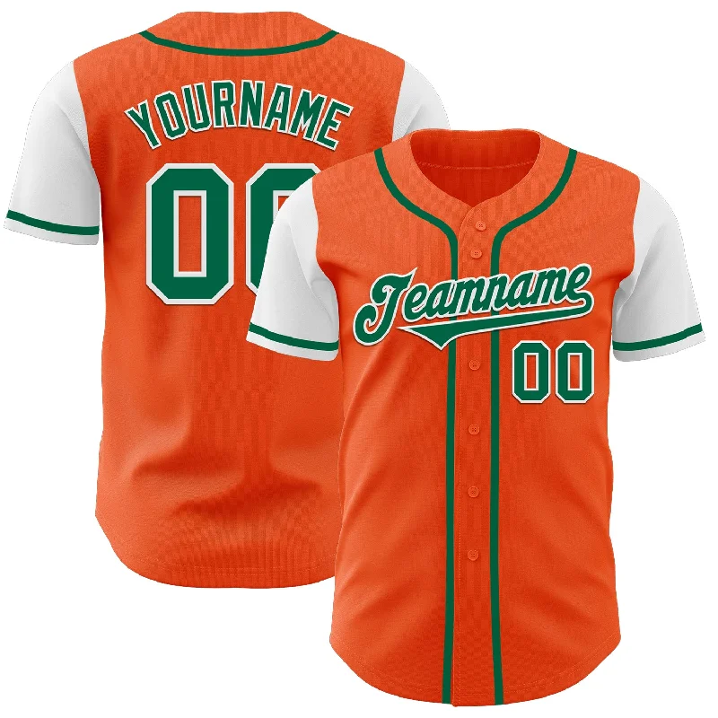 Baseball Jersey with Stylish Design and Practical Function-Custom Orange Kelly Green-White Authentic Two Tone Baseball Jersey