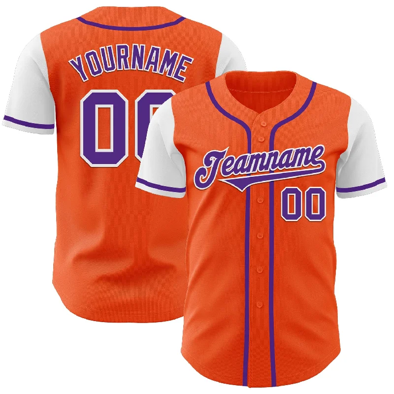 Baseball Jersey for Professional-Grade Quality-Custom Orange Purple-White Authentic Two Tone Baseball Jersey