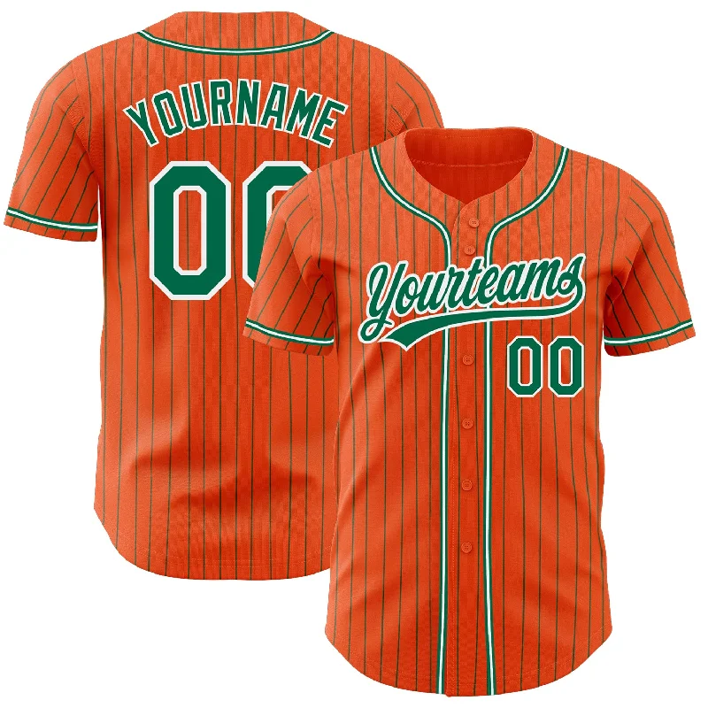 Baseball Jersey for Quick-Dry Comfort and Fit-Custom Orange Kelly Green Pinstripe Kelly Green-White Authentic Baseball Jersey