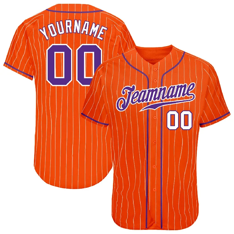 Baseball Jersey for Performance Fit for Every Player-Custom Orange White Pinstripe Purple-White Authentic Baseball Jersey