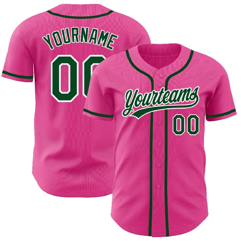 Baseball Jersey for Softball and Baseball Teams-Custom Pink Green-White Authentic Baseball Jersey