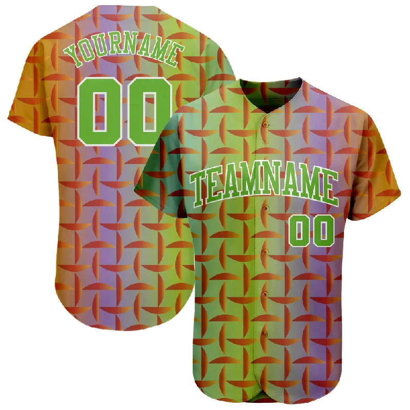 Baseball Jersey with Comfortable Fit for All Positions-Custom Purple Neon Green-White 3D Pattern Design Authentic Baseball Jersey