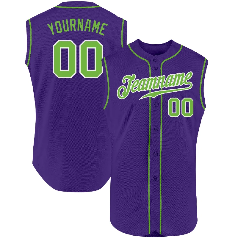 Baseball Jersey for Long-Lasting Comfort-Custom Purple Neon Green-White Authentic Sleeveless Baseball Jersey