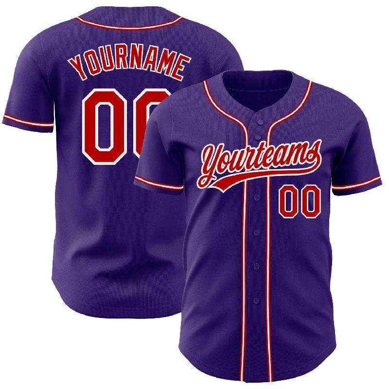 Baseball Jersey for Enhanced Breathability and Comfort-Custom Purple Red-White Authentic Baseball Jersey