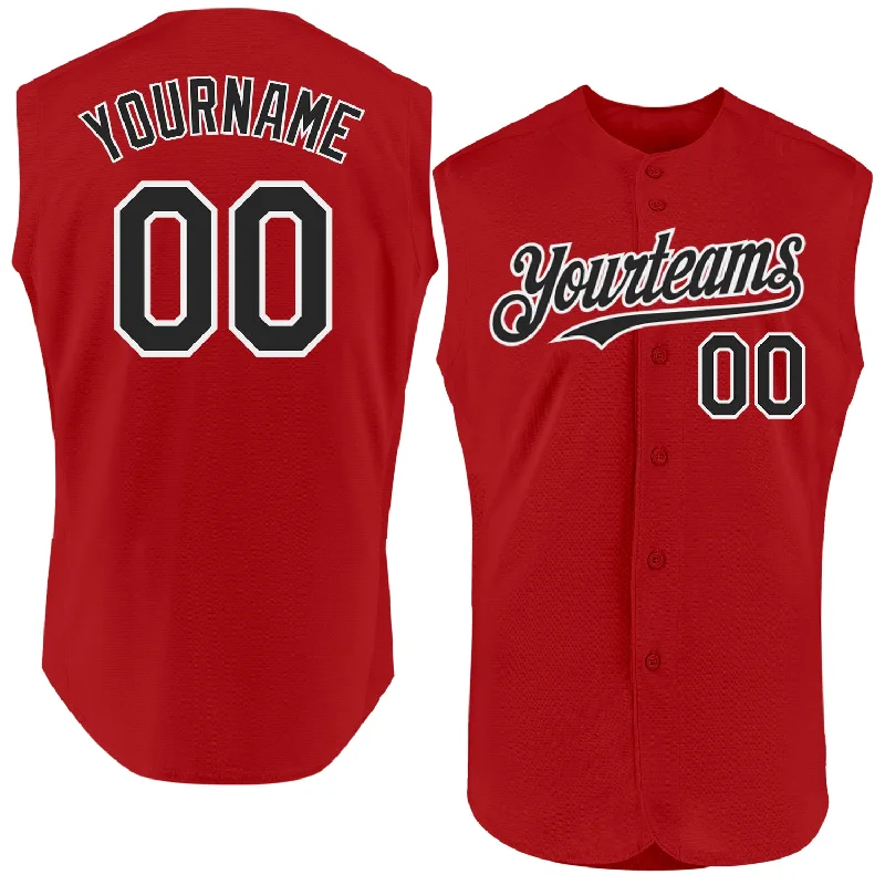 Baseball Jersey with Extra Stretch for Comfort and Flexibility-Custom Red Black-White Authentic Sleeveless Baseball Jersey