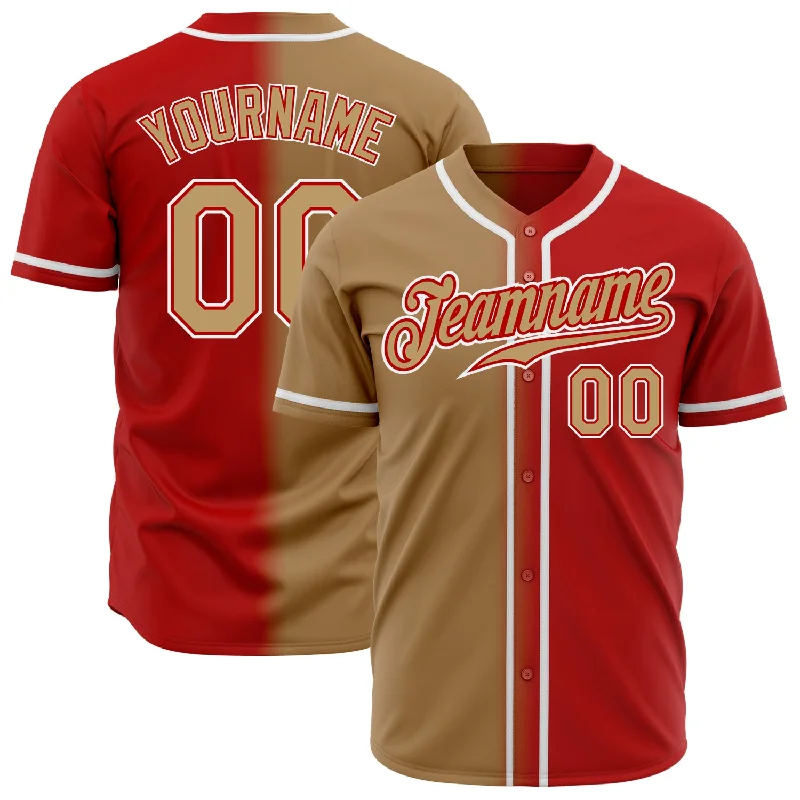 Baseball Jersey for Performance and Endurance-Custom Red Old Gold-White Authentic Gradient Fashion Baseball Jersey