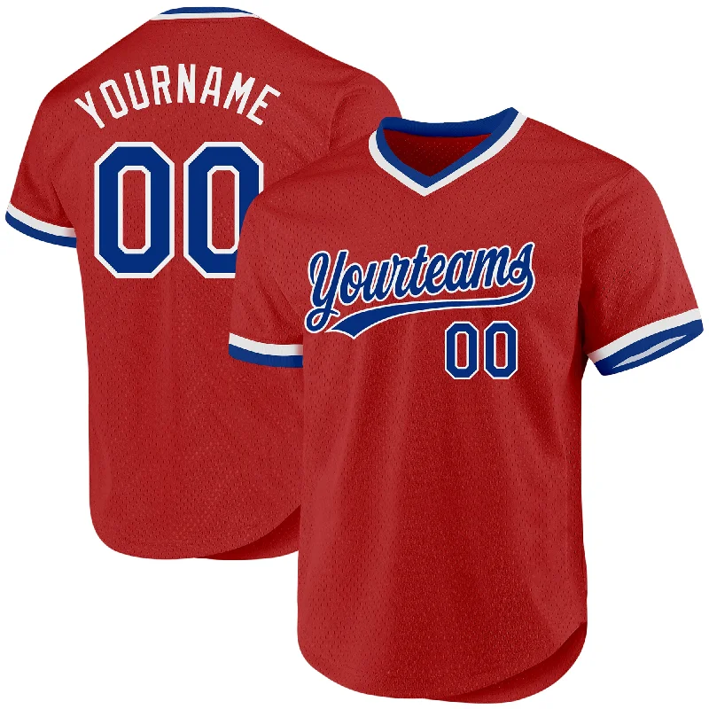 Baseball Jersey for Athletic Fit and Style-Custom Red Royal-White Authentic Throwback Baseball Jersey