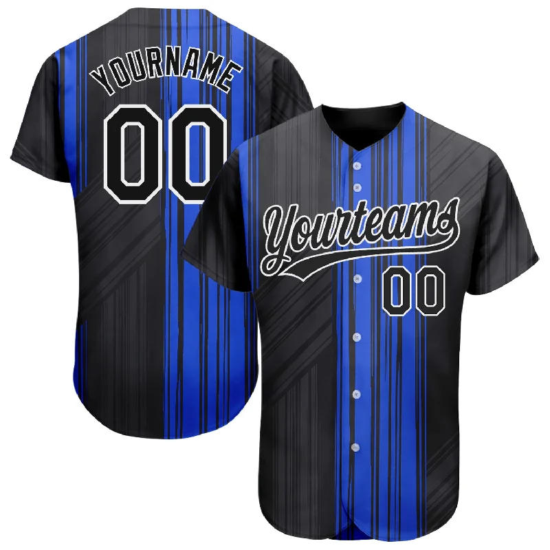 Baseball Jersey for Durable Performance in Tough Games-Custom Royal Black-White 3D Pattern Design Authentic Baseball Jersey