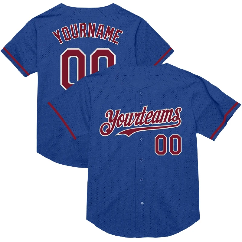 Baseball Jersey for All Ages and Sizes-Custom Royal Crimson-White Mesh Authentic Throwback Baseball Jersey