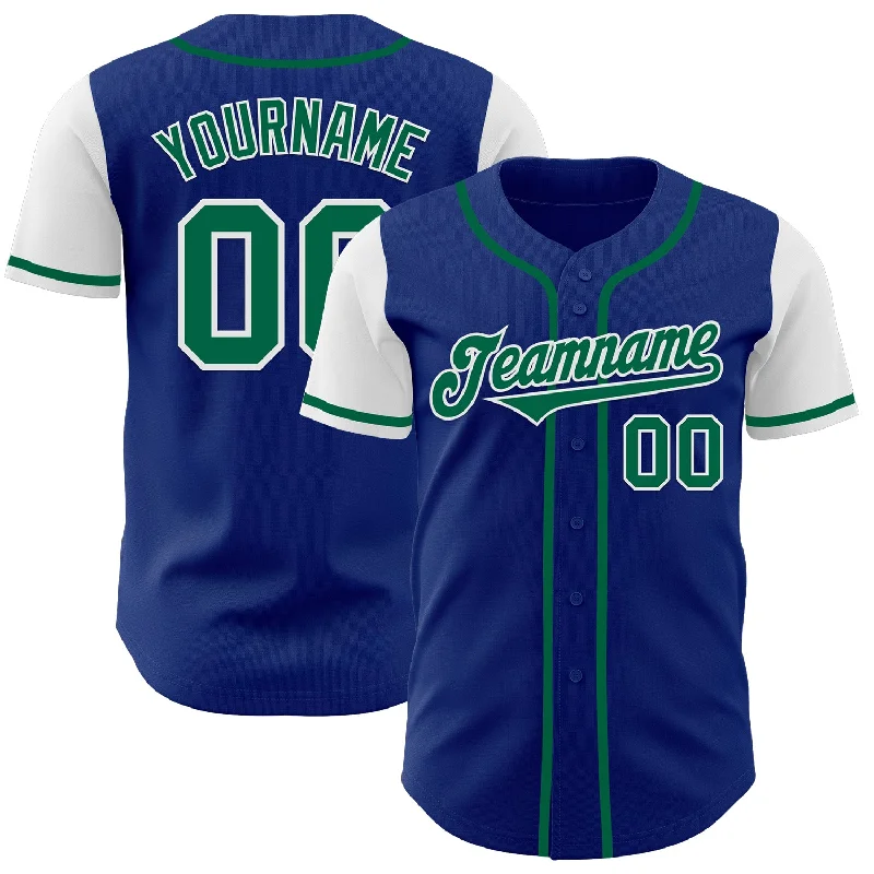 Baseball Jersey for Best Performance in Warm Weather-Custom Royal Kelly Green-White Authentic Two Tone Baseball Jersey