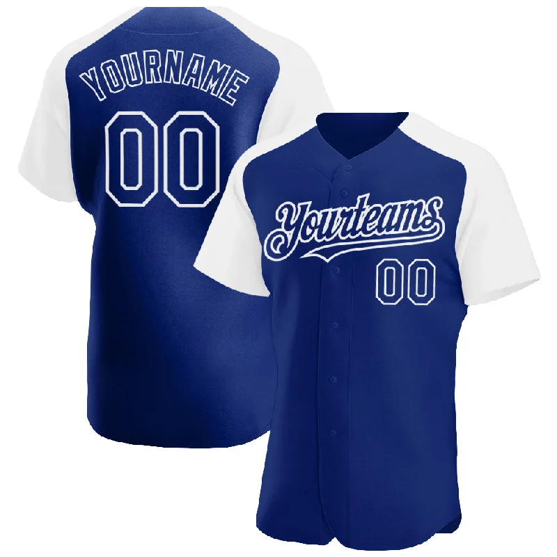 Baseball Jersey with Anti-Odor Technology-Custom Royal White Authentic Raglan Sleeves Baseball Jersey