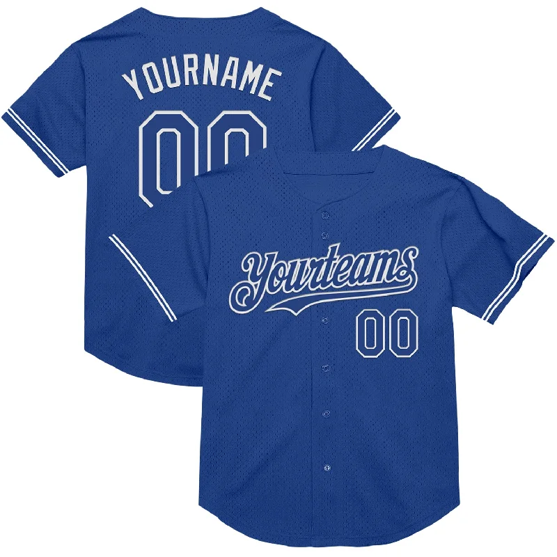 Baseball Jersey for Maximum Comfort and Freedom of Movement-Custom Royal White Mesh Authentic Throwback Baseball Jersey