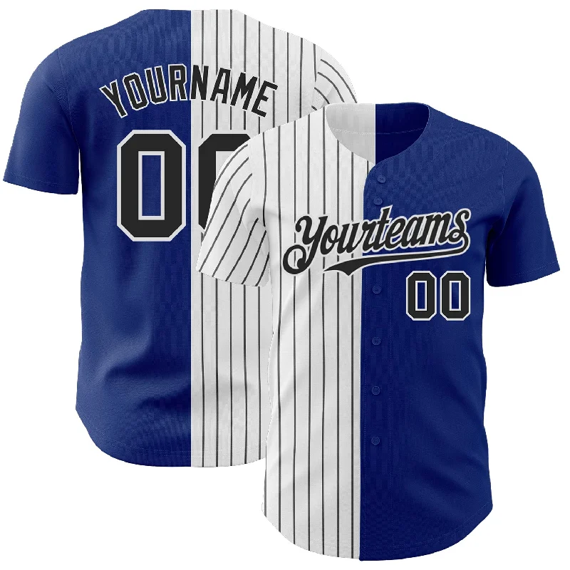 Baseball Jersey for Cool and Comfortable Play-Custom Royal White-Black Pinstripe Authentic Split Fashion Baseball Jersey