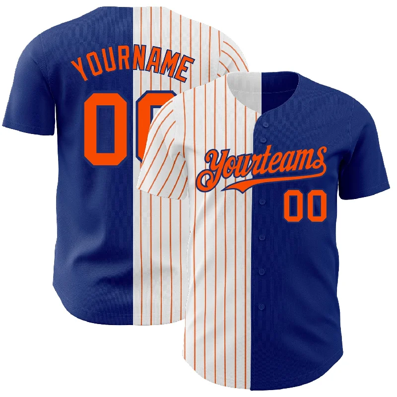 Baseball Jersey for Long-Lasting Comfort-Custom Royal White-Orange Pinstripe Authentic Split Fashion Baseball Jersey