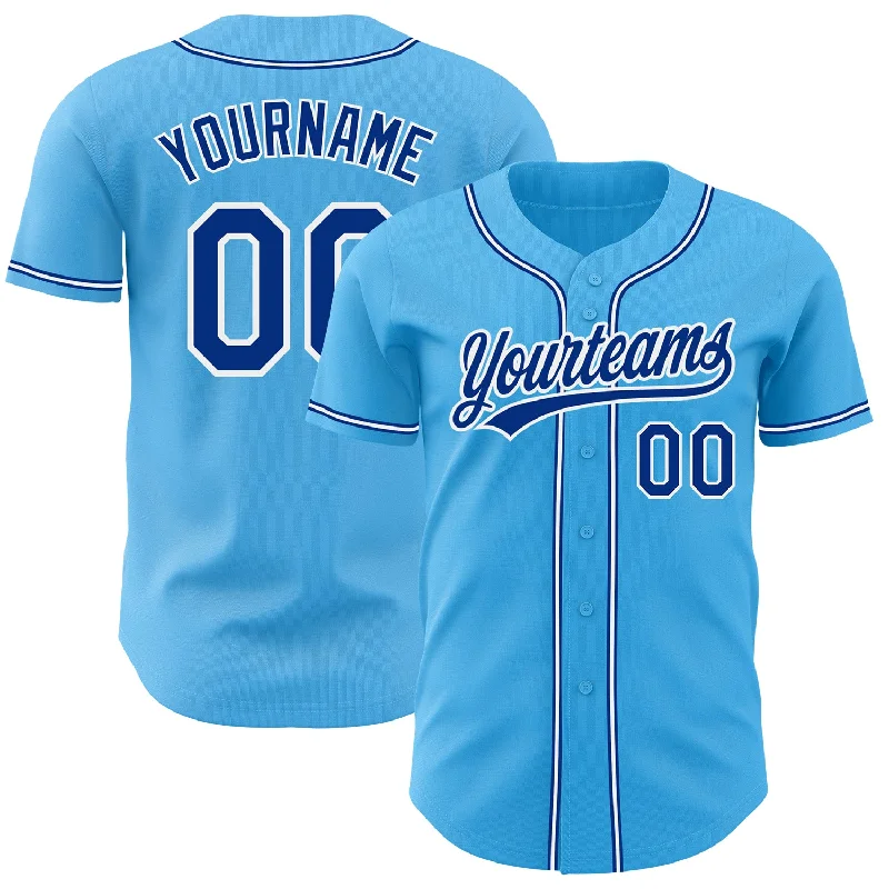 Baseball Jersey for Youth and Adult Players-Custom Sky Blue Royal-White Authentic Baseball Jersey