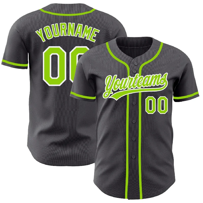 Baseball Jersey for Dynamic Play-Custom Steel Gray Neon Green-White Authentic Baseball Jersey