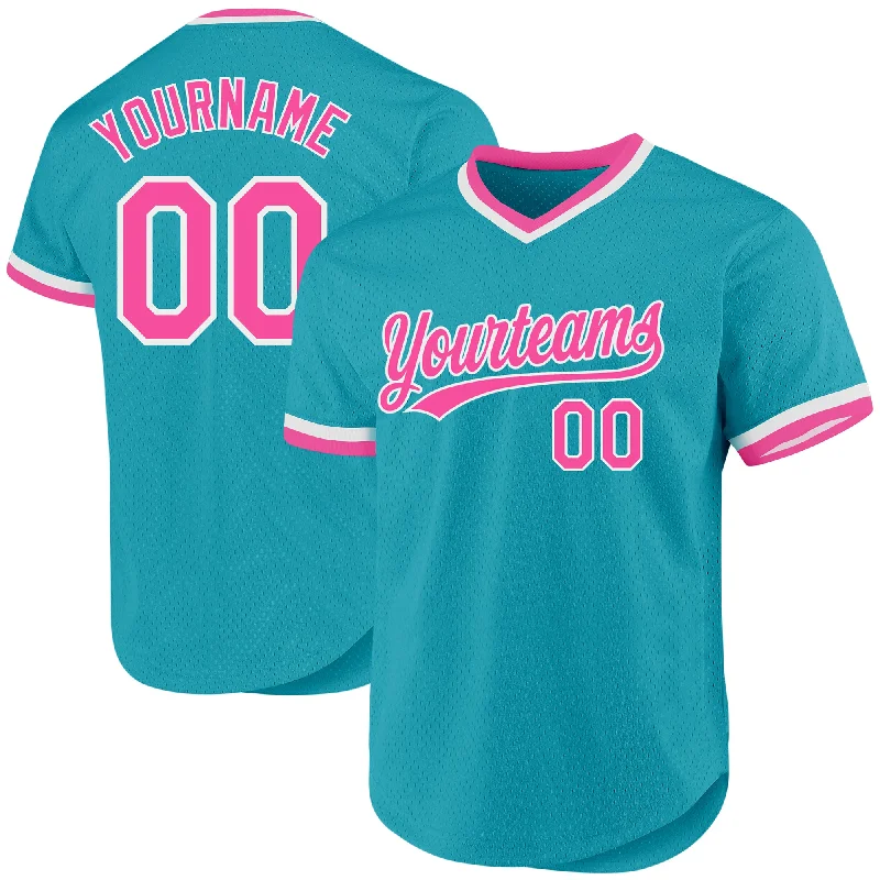 Baseball Jersey for All Seasons-Custom Teal Pink-White Authentic Throwback Baseball Jersey