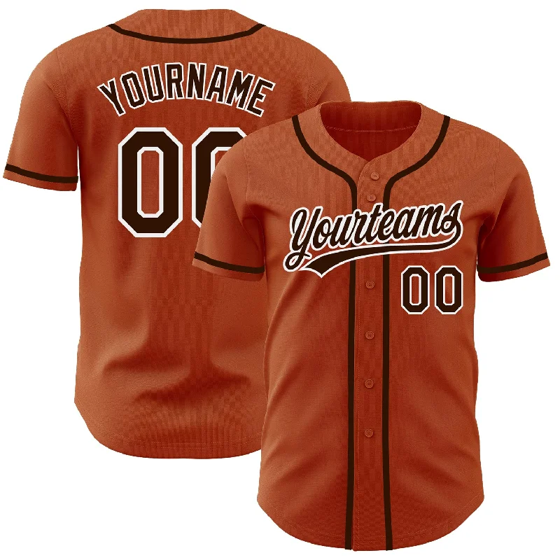 Baseball Jersey for All Seasons-Custom Texas Orange Brown-White Authentic Baseball Jersey