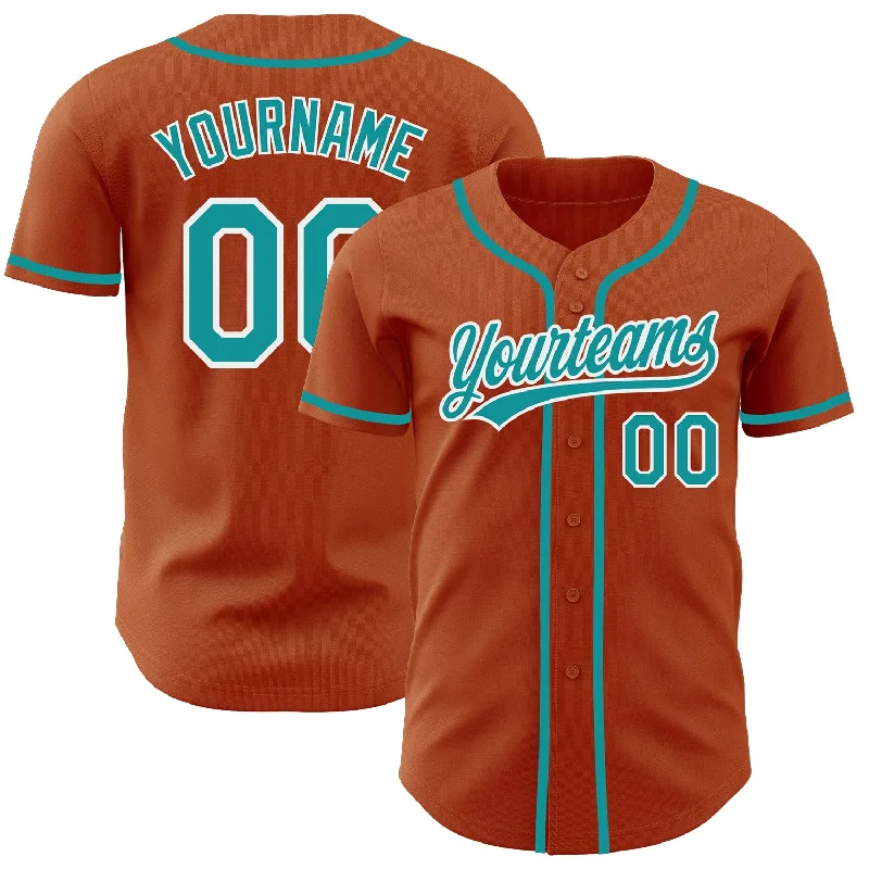 Baseball Jersey for Maximum Durability in Play-Custom Texas Orange Teal-White Authentic Baseball Jersey