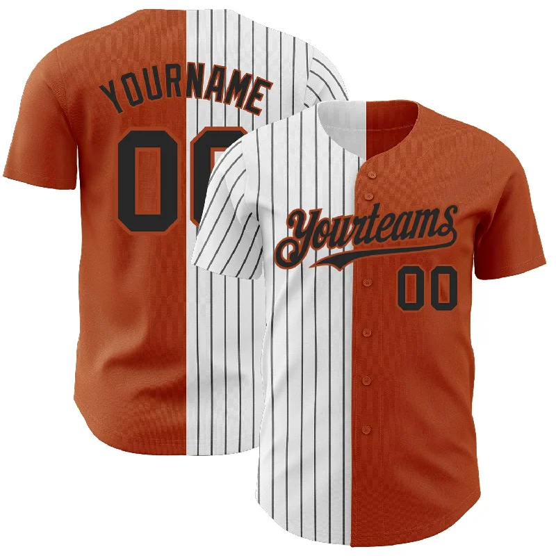 Baseball Jersey for Optimal Fit and Flexibility During Games-Custom Texas Orange White-Black Pinstripe Authentic Split Fashion Baseball Jersey