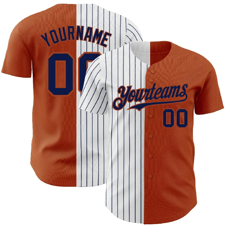 Baseball Jersey for Comfortable and Fast Play-Custom Texas Orange White-Navy Pinstripe Authentic Split Fashion Baseball Jersey