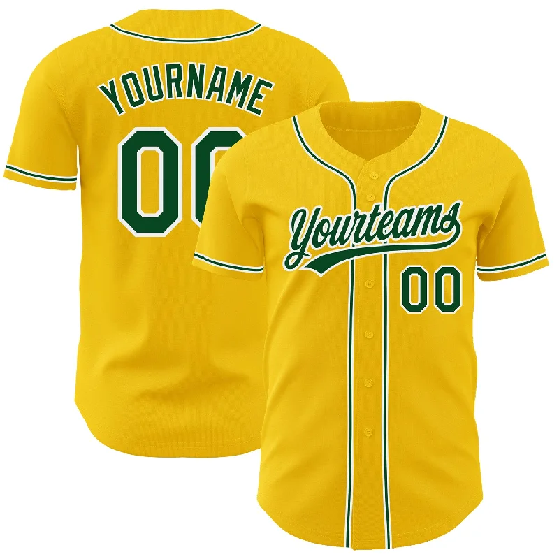 Baseball Jersey for Maximum Swing Freedom-Custom Yellow Green-White Authentic Baseball Jersey