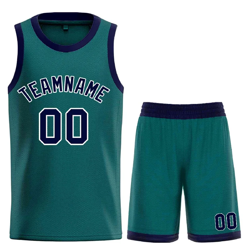 Basketball Jersey with Special Stretch Panels for Better Fit-Custom Aqua Navy-White Bull Classic Sets Curved Basketball Jersey