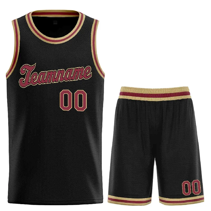 Basketball Jersey for Professional Performance-Custom Black Maroon-Old Gold Classic Sets Sports Uniform Basketball Jersey