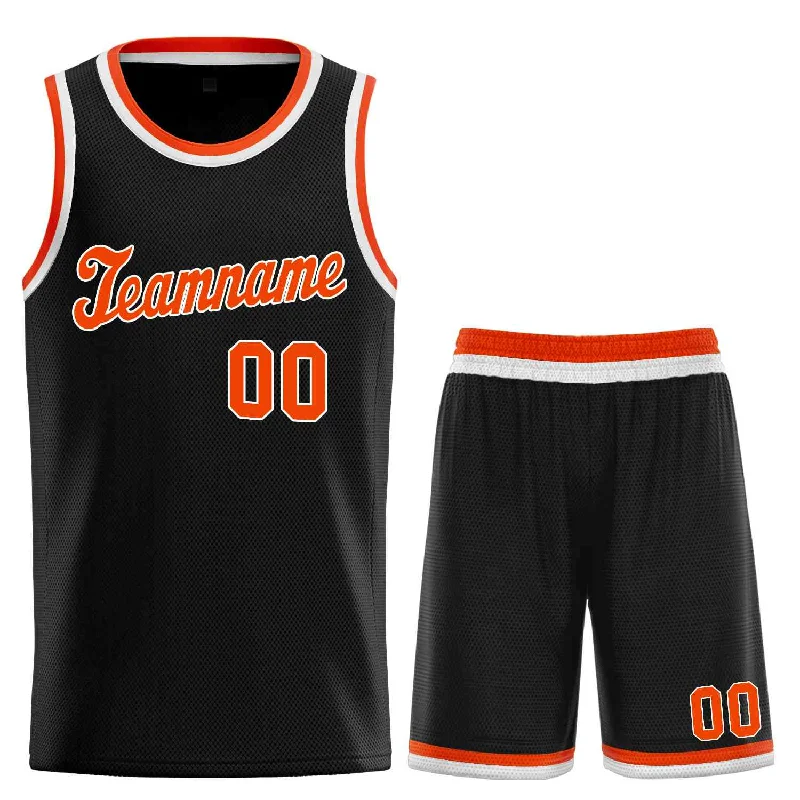 Basketball Jersey for Lightweight Breathability-Custom Black Orange-White Classic Sets Sports Uniform Basketball Jersey