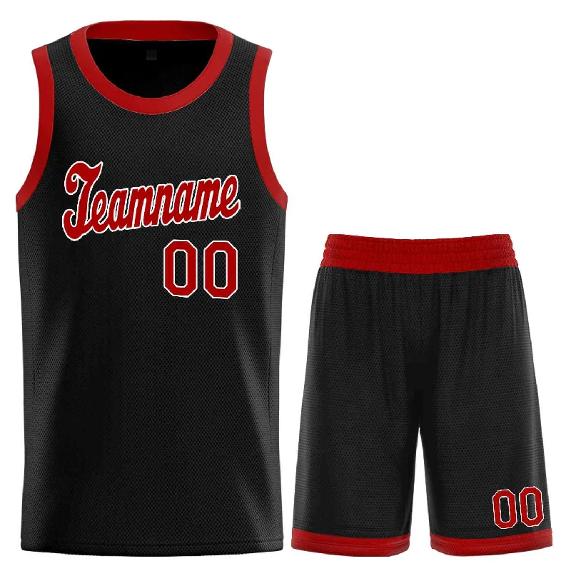 Basketball Jersey for Team Spirit-Custom Black Red-White Classic Sets Sports Uniform Basketball Jersey