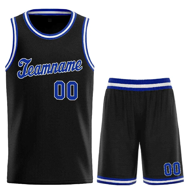 Basketball Jersey with Reinforced Seams for Durability-Custom Black Royal-White Classic Sets Sports Uniform Basketball Jersey