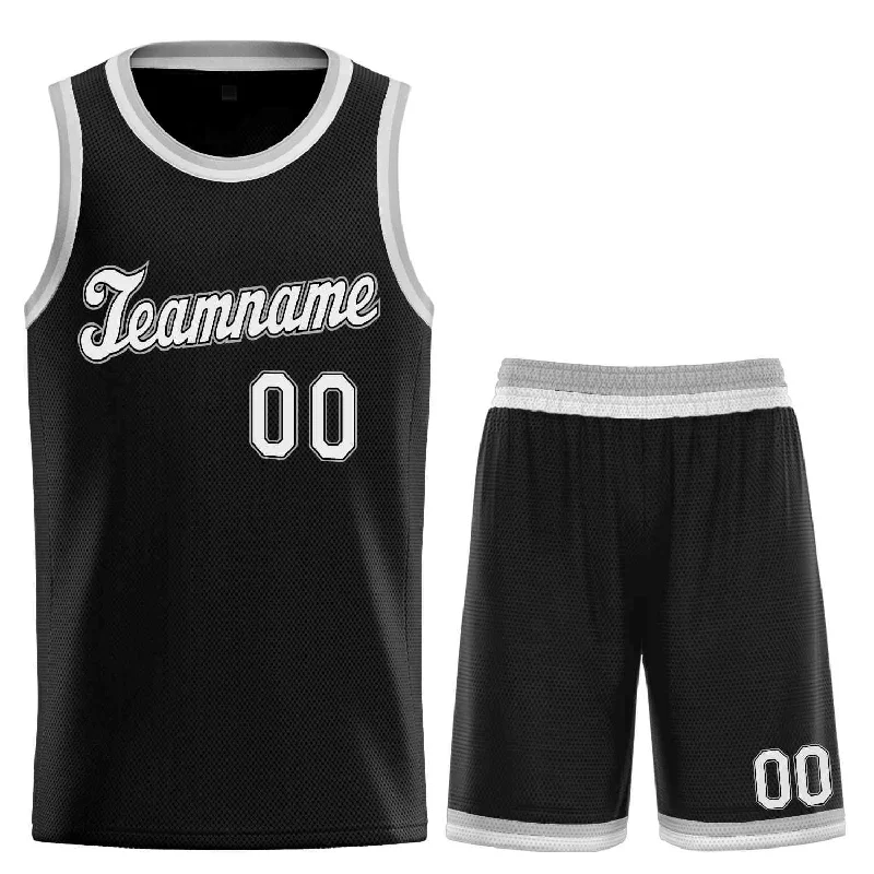 Basketball Jersey for Fast-Drying Comfort-Custom Black White-Gray Classic Sets Sports Uniform Basketball Jersey